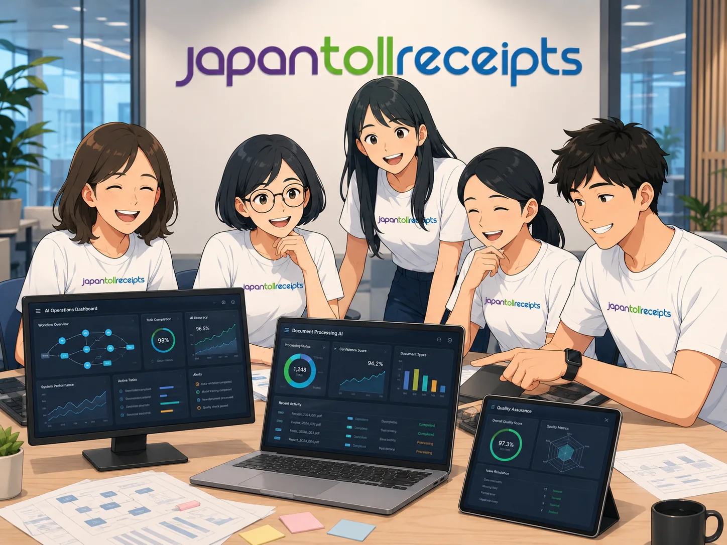 QA review — process overview, performance trends, accuracy at 98.7%.