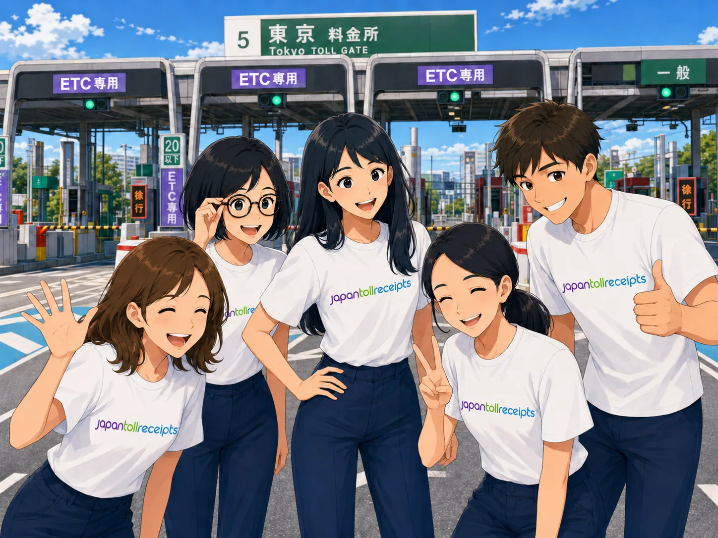 At the Tokyo toll gate — every trip we receipt starts at a gate like this.